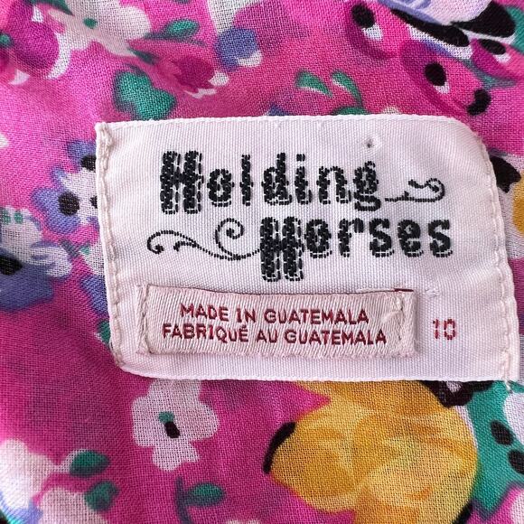 Anthro Holding Horses Pink Floral Print Long Sleeve Button-Down Cotton Shirt 10 - Picture 6 of 7